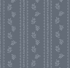 a gray and white striped wallpaper with small leaves on the bottom half of it