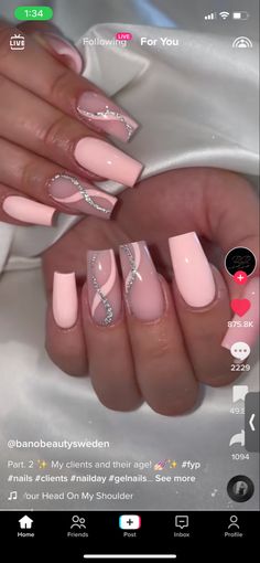 Design Nails Acrylic, Baby Pink Nails Acrylic, Sweet 16 Nails, Nail Art Trendy, Quinceanera Nails, Cruise Nails, Holiday Acrylic Nails, 2023 Nail, Baby Pink Nails