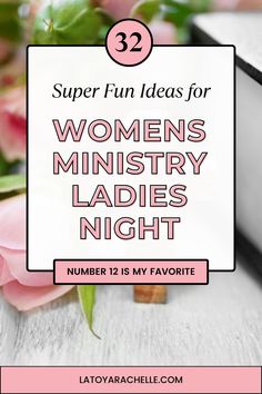 text reads - 32 super fun ideas for womens ministry ladies night, number 12 is my favorite Ladies Activities Ideas, Ideas For Christian Womens Groups, One Day Womens Retreat Ideas, Best Women’s Retreat, Women's Ministries Ideas, Womens Small Group Ideas, Womens Social Club Ideas, Game Night For Women, Womens Craft Ideas