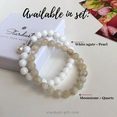 ✰ This tender white moonstone bracelet is a treasure. It has a very pure feminine energy and provides calmness to its wearer. Lovely gift that comes in a premium gift box by Stardust! The bracelet ahs beautiful blue sparkles and features one clear crystal bead to amplify the energy flow! Wearings moonstone jewelry: ♥ Boosts inner growth and strength. ♥ Brings feminine energy n higher level. ♥ Attracts abundance in life. ♥ Soothes emotional instability and stress, and stabilises the emotions, pro White Hypoallergenic Bracelets As Gift, Hypoallergenic White Bracelets As Gift, Minimalist White Beaded Bracelets For Gift, White Stackable Bracelets As Gift, White Minimalist Beaded Bracelets For Gift, White Minimalist Beaded Bracelets As Gift, Minimalist White Bracelet As Gift, Minimalist White Bracelet For Gift, Minimalist White Bracelet Gift