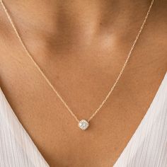 Champagne Diamond Unveiled Necklace with Halo, 0.7ct.                      – Melanie Casey