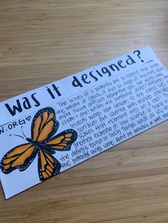 a piece of paper that says, was it defined? with a butterfly on it