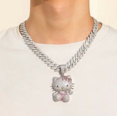 Top Seller for SANRIO HELLO KITTY Necklace CUBAN DIAMOND Silver jewelry Kuromi FASHION GIFT Y2K, Fashion Jewelry Hello Kitty Watch Silver, Kuromi Fashion, Hello Kitty Chain, Jewelry Hello Kitty, Sanrio Fashion, Hello Kitty Necklace, Jewelry Y2k, Kitty Necklace, Hello Kitty Jewelry