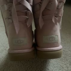 Cute Bows Decorated On The Uggs Pink Uggs, Shoes Comfy, Comfy Shoes, Cute Bows, Womens Uggs, Ugg Shoes, Bootie Boots, Ankle Boots, Women Shoes