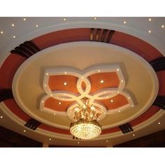 a chandelier hanging from the ceiling in a room