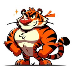 a cartoon tiger with big eyes and an angry look on his face