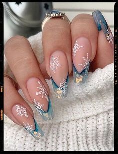 Simple Nail Art Christmas Gel Nails, Her Nails, Snowflake Nails, Winter Nail Art