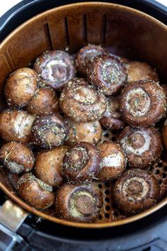 the food is being cooked in an air fryer