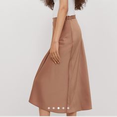 H&M Size 6 Dark Beige Calf-Length Satin Skirt Brown Summer Skirt For Workwear, Brown Workwear Skirt For Summer, Brown Summer Skirt For Work, Summer Brown Skirt For Work, Spring Brown Relaxed Pencil Skirt, Casual Long Pencil Skirt For Day Out, H&m Pleated Skirt For Spring, H&m Lined Skirt For Spring, H&m Spring Lined Skirt