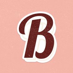 the letter b sticker is shown on a pink background