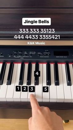 a person is playing the piano with their finger and fingers on it, which are highlighted in black numbers