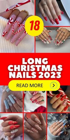 Long Christmas Nails, Nails 2023 Winter, Winter Wonderland Art, Christmas Nails 2023, Candy Cane Nails, Festive Nail Art, Classic Candy, Christmas Outfits Women