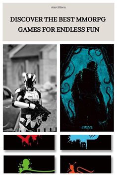 an advertisement for the best morp games for endless fun, with images of people in silhouette