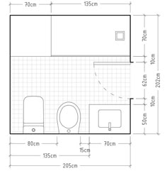 a bathroom with a toilet, sink and bathtub measurements are shown in this drawing