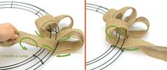 two pictures showing how to make a burlock bow