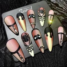 Zombie Nails, Spider Net, Halloween Acrylic, Halloween 3d, Spring Nail Designs, Y2k Nails, Glue Stick