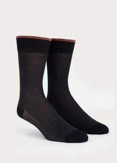 Luxe mid-calf high dress socks for men. Fabricated with the finest mercerized cotton. Our Parallels men's dress sock features a refined herringbone pattern and a pop-of colour cuff. Go ahead and show more sock! Details: Size Guide One size fits most.Recommended Men's US shoe size 7 - 12, Euro 39 - 45. Materials 65% Cotton, 34% Nylon, 1% SpandexMade in China Care Instructions Machine wash on perm press, no chlorine bleach,hang dry recommended. Mens Dress Socks, Socks For Men, Dress Socks, Herringbone Pattern, Slate Blue, Perm, Mid Calf, Herringbone, Men Dress