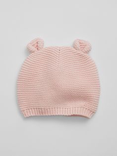 Designed exclusively for Factory Stores. Soft knit. Ear detailing at top. Ribbed trim #199578 Knitted Baby Beanies, Newborn Girl Hat, Baby Beanie Hats, Bear Hat, Bear Ears, Girl Clothing, Knit Beanie Hat