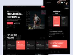 an image of a website design for a personal training program that is designed to help people learn how to use the gym