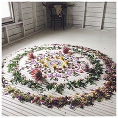 How incredible is this creation by @statethelabel Protection Circle, Sacred Flower, Flower Floor, Green Witch, Witchy Vibes