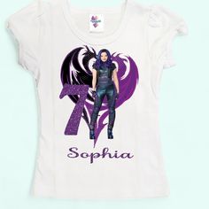 Descendants birthday shirt Descendants Birthday Shirt, Popular Disney Movies, Mal Descendants, Personalized Birthday Shirts, Faith Shirt, Disney Movie, Embroidered Clothes, Dtg Printing, Handmade Dresses