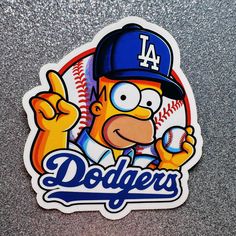 a sticker depicting the character homer baseball player