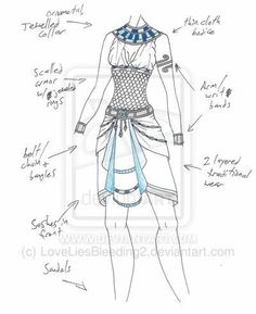 a drawing of an egyptian woman's dress