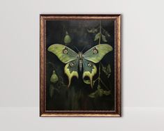 a painting of a butterfly with green wings