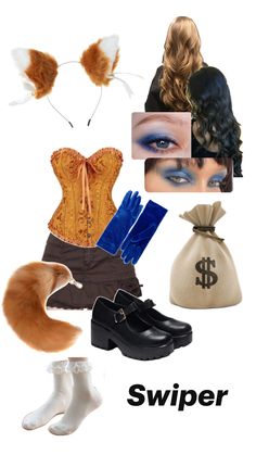 a collage of different types of clothing and accessories with words saying swiper