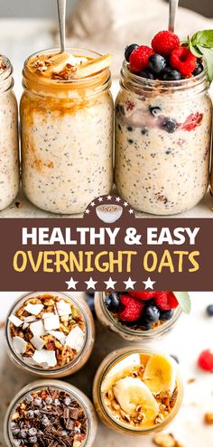 healthy and easy overnight oats in mason jars