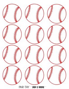 six red baseball stitches on white paper