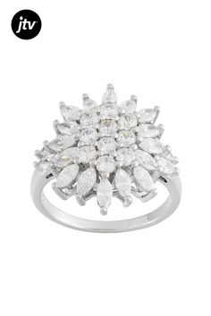 Bella Luce �� white diamond simulant 3.81ctw round and marquise, rhodium over sterling silver ring. Measures approximately 3/4"L x 1/16"W and is not sizeable. The diamond equivalent weight is 2.60ctw. White Cubic Zirconia Marquise Cut Diamond Ring, White Marquise Cut Cubic Zirconia Rings, White Marquise Cut Cubic Zirconia Jewelry, White Marquise Cut Cubic Zirconia Cluster Ring, White Cubic Zirconia Cluster Jewelry, Dazzling White Marquise Cut Cluster Ring, White Marquise Jewelry With Center Stone, White Marquise Center Stone Jewelry, Diamond Simulant