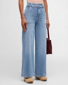 FRAME Modern Pocket Jeans | Neiman Marcus Denim Essentials, Everyday Chic, Pocket Jeans, Wide Leg Jeans, Stretch Denim, Fashion Brand, Neiman Marcus, Womens Bottoms, Full Length