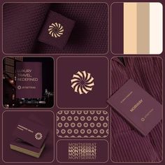 the brochure is designed to look like it has been made in purple and gold