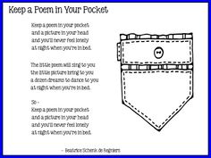 a pocket with the words keep a pom in your pocket on it and an image of