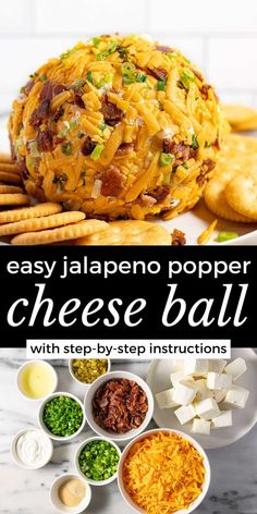 easy jalapeno popper cheese ball with step by step instructions