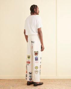 Cambridge McNab Trousers – BODE White Cotton Pants With Patch Pockets, Retro Cotton Pants With Patch Pockets, Retro White Trousers, Retro White Pants With Pockets, White Retro Pants With Pockets, Retro Cotton Tapered Leg Pants, White Cotton Retro Bottoms, New York Mens, Vintage Patches