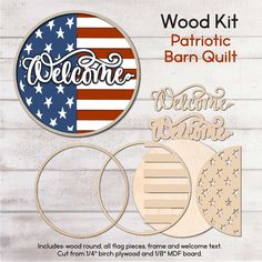 WallCutz  WOOD KIT / Welcome Flag USA / Door Hanger Kit Wood Kit Usa Door Hanger, Tape Face, Layered Art, All Flags, Patriotic Decor, Flower Stencil, Cat Door, Winter Wood, Patriotic Holidays