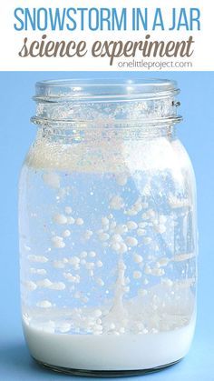 a snowstorm in a jar science experiment for kids to learn how to make it