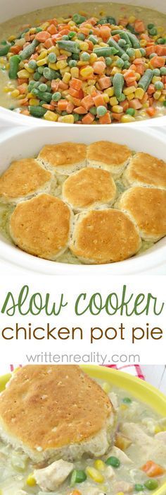 this slow cooker chicken pot pie is so easy to make and it's perfect for