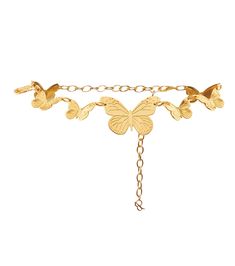 Showcasing a row of signature butterflies, this chain belt embodies Blumarine's flair for romantic femininity. It's made from gold-tone brass with a lobster-clasp fastening. | Blumarine Butterfly chain belt Butterfly Chain Belt, Butterfly Chain, Isabelle Huppert, Chanel Resort, Chain Belts, Sofia Richie, Gold Belts, Elsa Hosk