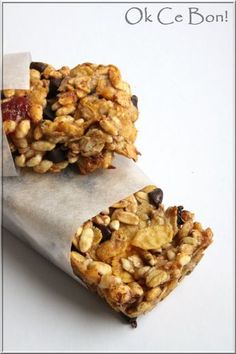 two granola bars sitting on top of each other