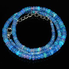 "Natural Ethiopian Blue Opal Beads Necklace| AAA+ Opal Beads Necklace| Welo Fire Blue Opal Beads Necklace| Blue Ethiopian Opal Beads Gemstone Type                 : 100 % Confidence   Item Code                           :   A-8640 Origin                                 -:100% Natural Ethiopian Opal Necklace Grade                                  -:  AAA++ Stone shape                       -: Smooth Rondelle Beads Stone color                         -: Same As Picture Metal-: Length- Fire Blue, Ethiopian Opal Necklace, Blue Fire Opal, Opal Beads, Blue Fire, Necklace Blue, Opal Necklace, Beads Necklace, Blue Opal