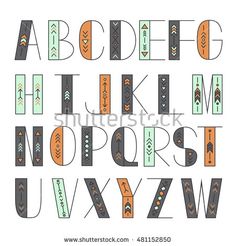 the alphabet with ethnic ornament patterns