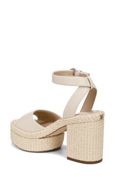 A woven platform and chunky block heel lend a boho-inspired aesthetic to an eye-catching sandal secured with an adjustable strap at the ankle. 4" heel; 1 1/4" platform Adjustable ankle strap with buckle closure Leather or textile upper/synthetic lining/rubber sole Imported Inspired Aesthetic, Chunky Block Heels, Platform Wedge Sandals, Platform Wedge, Wedge Sandal, Sandal Women, Platform Wedges, Sam Edelman, Passion For Fashion