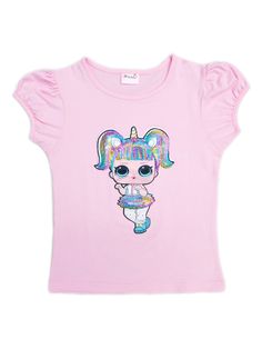 TS107P_4.JPG?0 Unicorn Shirt, Sequin Shorts, Bratz Doll, Pink Unicorn, Crew Neck Shirt, Cute Shirts, Pink Girl, Funny Tshirts, Short Sleeve Shirt