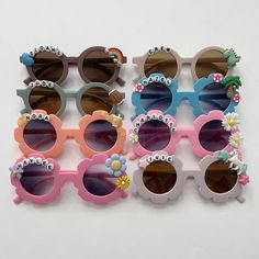 Personalized Kid's Sunglasses  ♡ NEW - We do offer rainbow letters now, if you would like those instead please leave a note at checkout! ♡ Name or phrase of your choice is included. ♡ Select your color/style of frames from the dropdown menu.  ♡ Select the style of charms you'd like added on from the dropdown menu. If you want just the name, select N/A -  Name Only. ♡ White beads with black letters will be used, style/color of charms may vary slightly. ♡ Standard children's size. Only one size av Daisy Glasses, Rainbow Letters, Your Color Style, Sunglasses For Kids, Personalized Sunglasses, Flower Sunglasses, Rave Accessories, Custom Sunglasses, Diy Jar Crafts