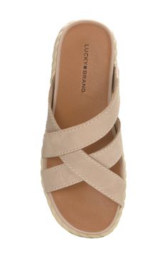 Complete your casual look with the breezy style of a platform sandal topped with sleek crisscrossing straps. 1 3/4" platform Leather upper/synthetic lining/rubber sole Imported Breezy Style, Sandal Women, Casual Look, Platform Sandals, Criss Cross, Lucky Brand, Casual Looks, Rubber Sole, Womens Sandals