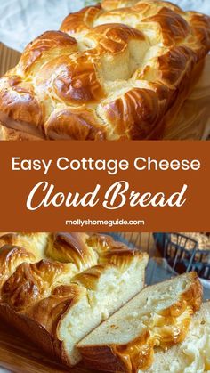 an easy cottage cheese cloud bread is cut up and ready to be eaten