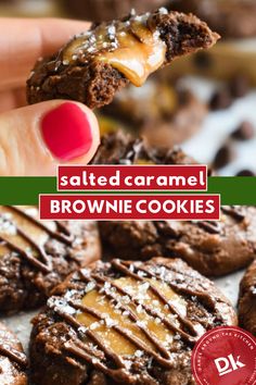 salted caramel brownie cookies with drizzle on top